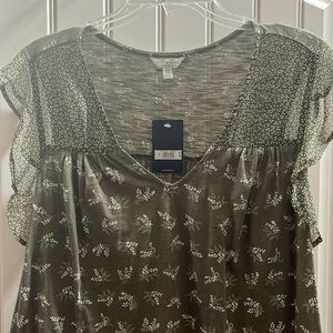 NWT Lucky brand olive green tee size M